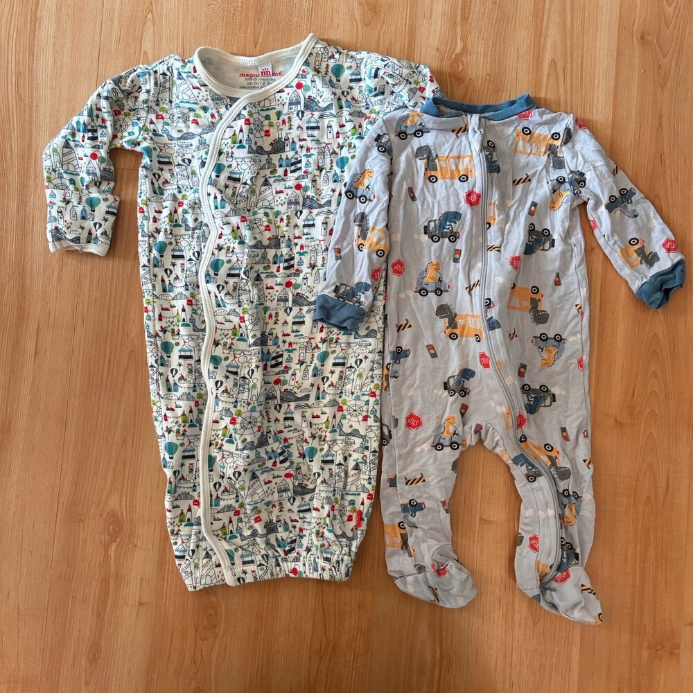 0-3 month baby organic cotton pj sleeper lot